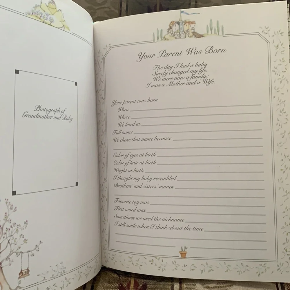 Vintage new grandparent memory book for your newborn heirloom